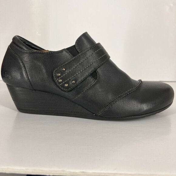 Taos Splurge Black Leather Mary Jane Wedge Casual Heeled Shoe Sz 9 - Picture 8 of 15